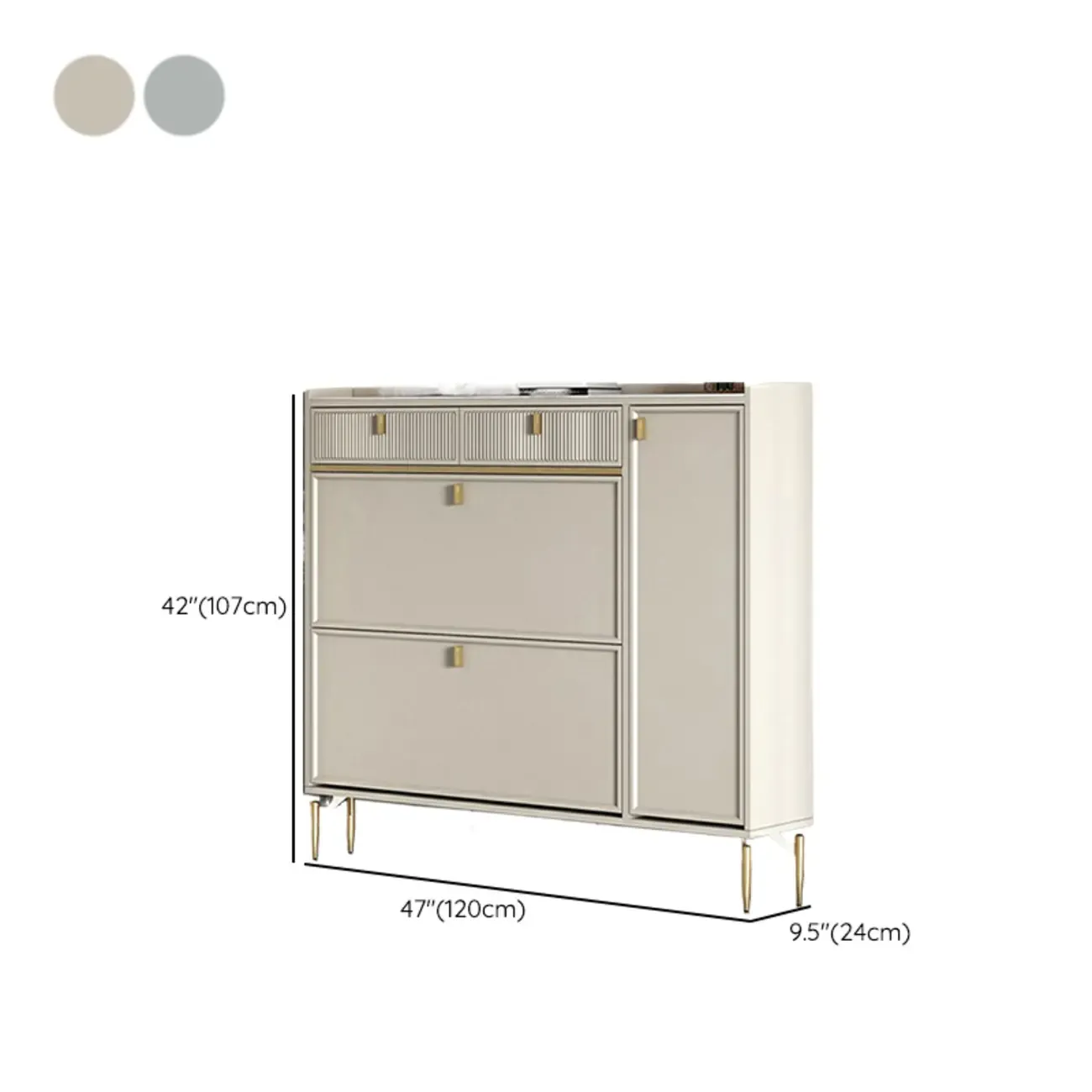 Entryway Off-White Wood Shoe Storage with 2-Drawer Image - 39