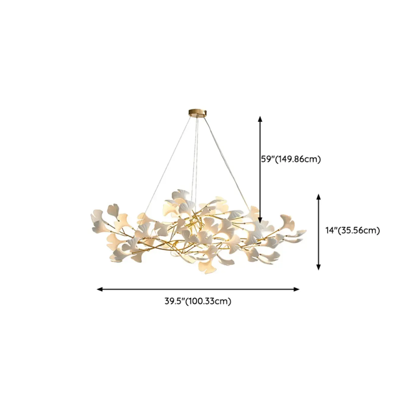 Irregular Gold 6-Light Ceramic Island Pendant Light #size