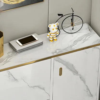 Glam White Narrow Drop Front Shoe Cabinet for Entryway Image - 12