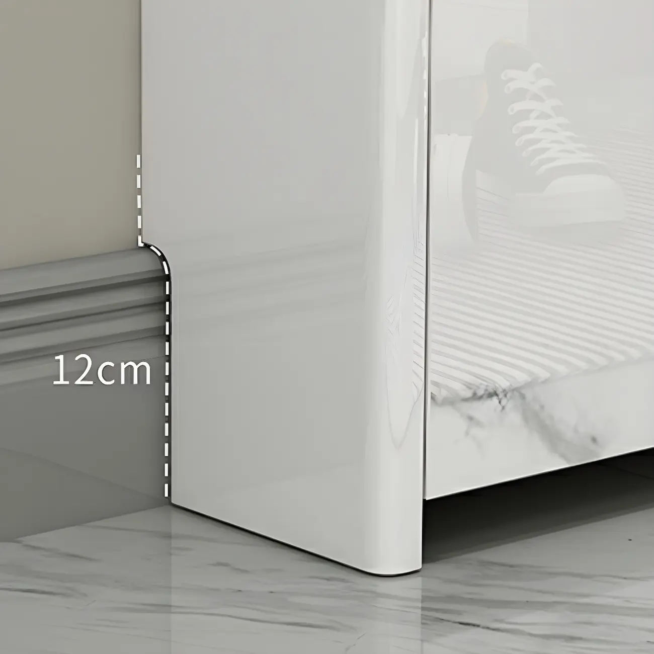 Glam White Narrow Drop Front Shoe Cabinet for Entryway Image - 13 | homeyfad