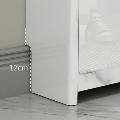 Glam White Narrow Drop Front Shoe Cabinet for Entryway Image - 13