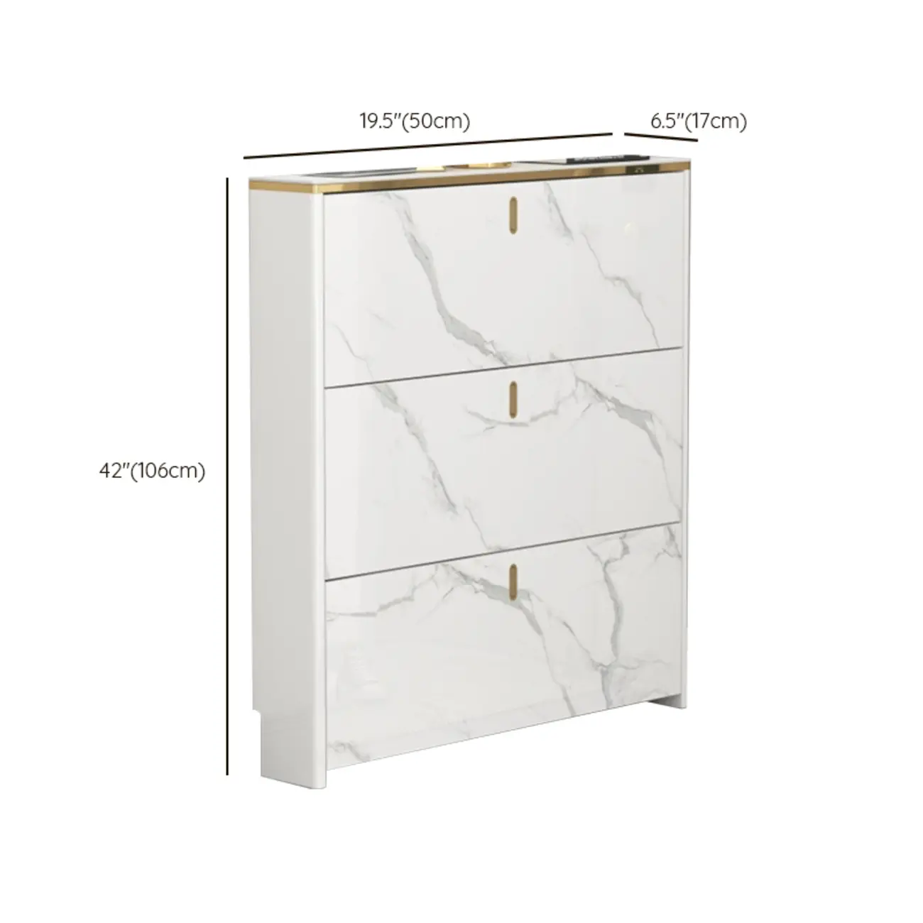 Glam White Narrow Drop Front Shoe Cabinet for Entryway #size | homeyfad