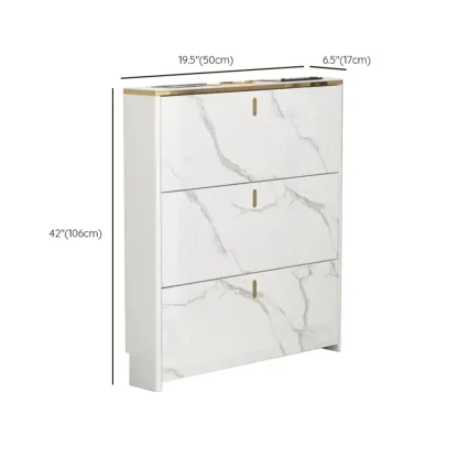 Glam White Narrow Drop Front Shoe Cabinet for Entryway #size