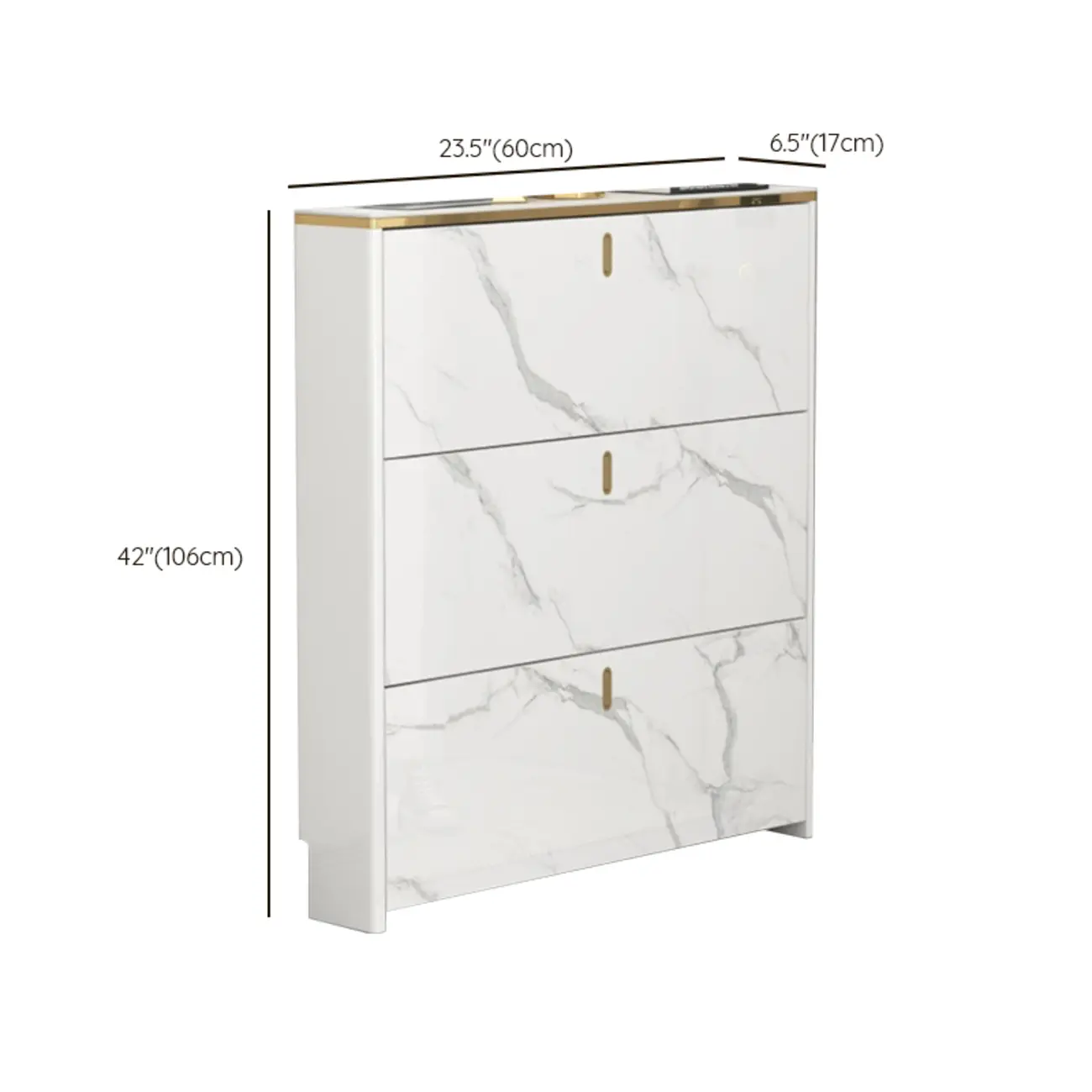 Glam White Narrow Drop Front Shoe Cabinet for Entryway Image - 18 | homeyfad