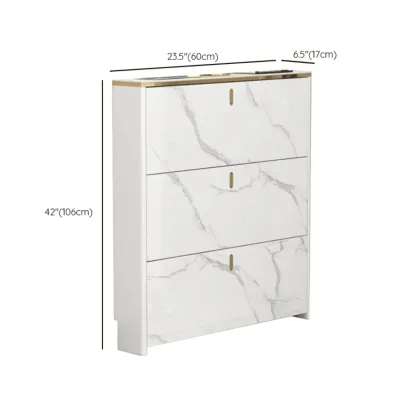 Glam White Narrow Drop Front Shoe Cabinet for Entryway Image - 18