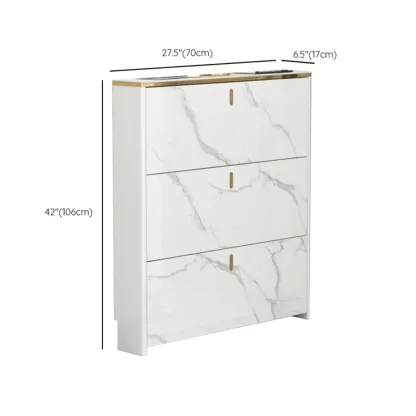 Glam White Narrow Drop Front Shoe Cabinet for Entryway Image - 19