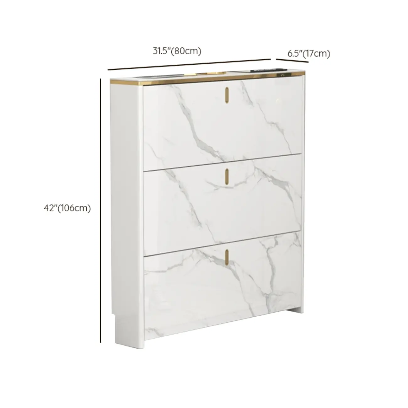 Glam White Narrow Drop Front Shoe Cabinet for Entryway Image - 20 | homeyfad