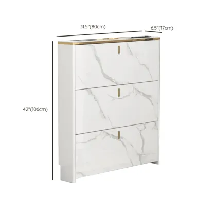 Glam White Narrow Drop Front Shoe Cabinet for Entryway Image - 20