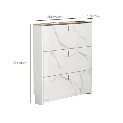 Glam White Narrow Drop Front Shoe Cabinet for Entryway Image - 21