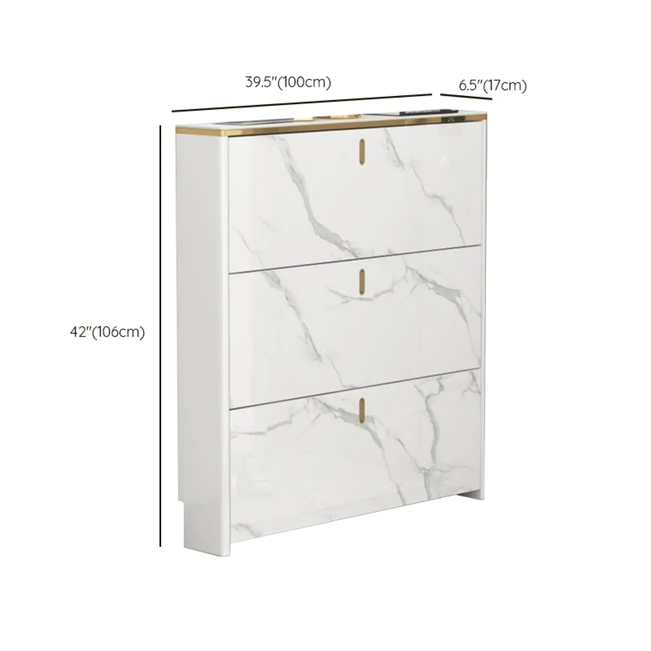 Glam White Narrow Drop Front Shoe Cabinet for Entryway Image - 22 | homeyfad