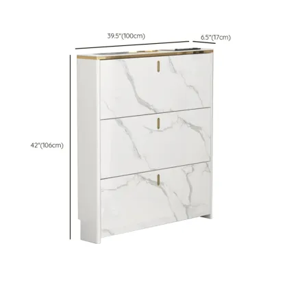 Glam White Narrow Drop Front Shoe Cabinet for Entryway Image - 22