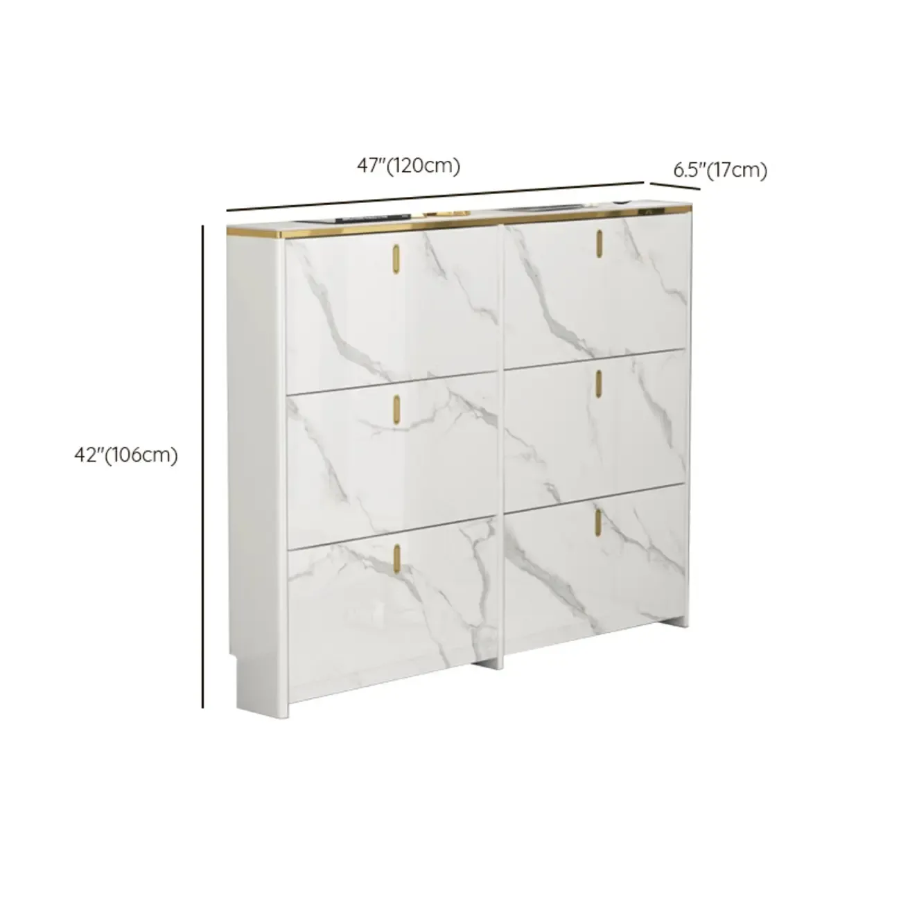Glam White Narrow Drop Front Shoe Cabinet for Entryway Image - 23
