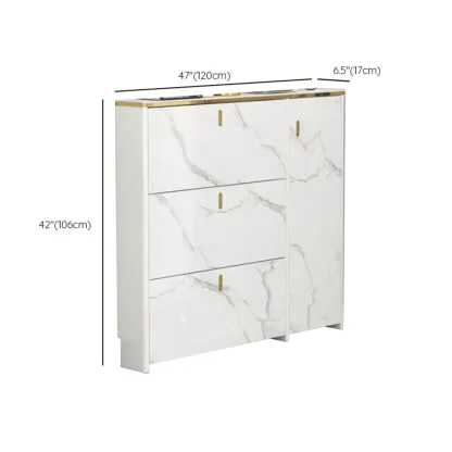 Glam White Narrow Drop Front Shoe Cabinet for Entryway Image - 24