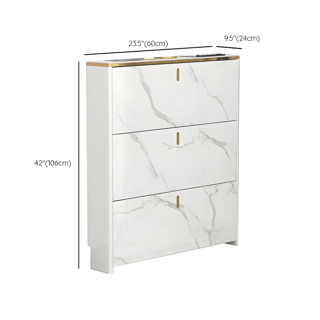 Glam White Narrow Drop Front Shoe Cabinet for Entryway Image - 26 | homeyfad