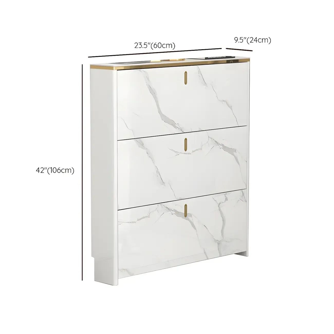 Glam White Narrow Drop Front Shoe Cabinet for Entryway Image - 26