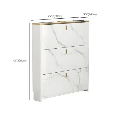 Glam White Narrow Drop Front Shoe Cabinet for Entryway Image - 26