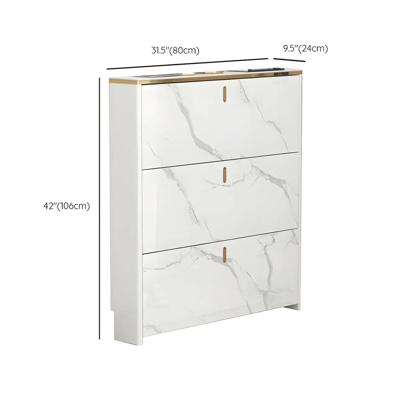 Glam White Narrow Drop Front Shoe Cabinet for Entryway Image - 28 | homeyfad
