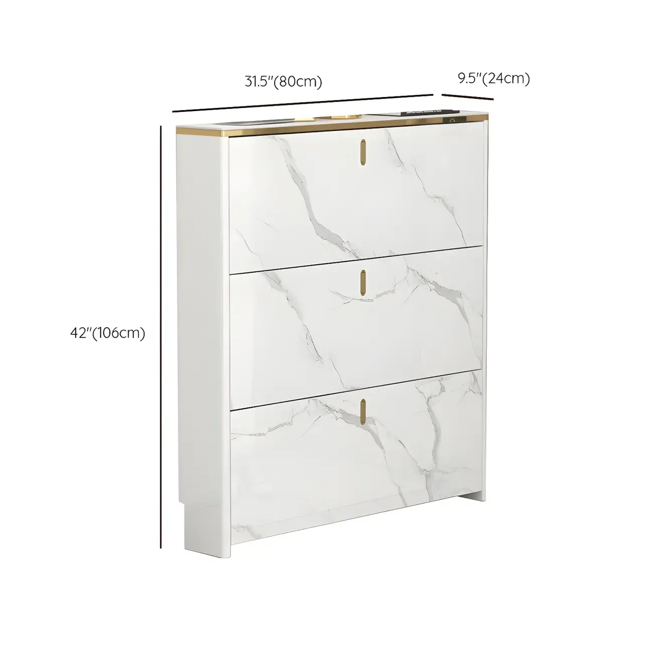 Glam White Narrow Drop Front Shoe Cabinet for Entryway Image - 28