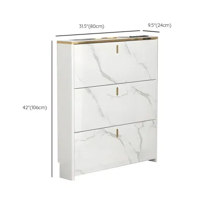 Glam White Narrow Drop Front Shoe Cabinet for Entryway Image - 28