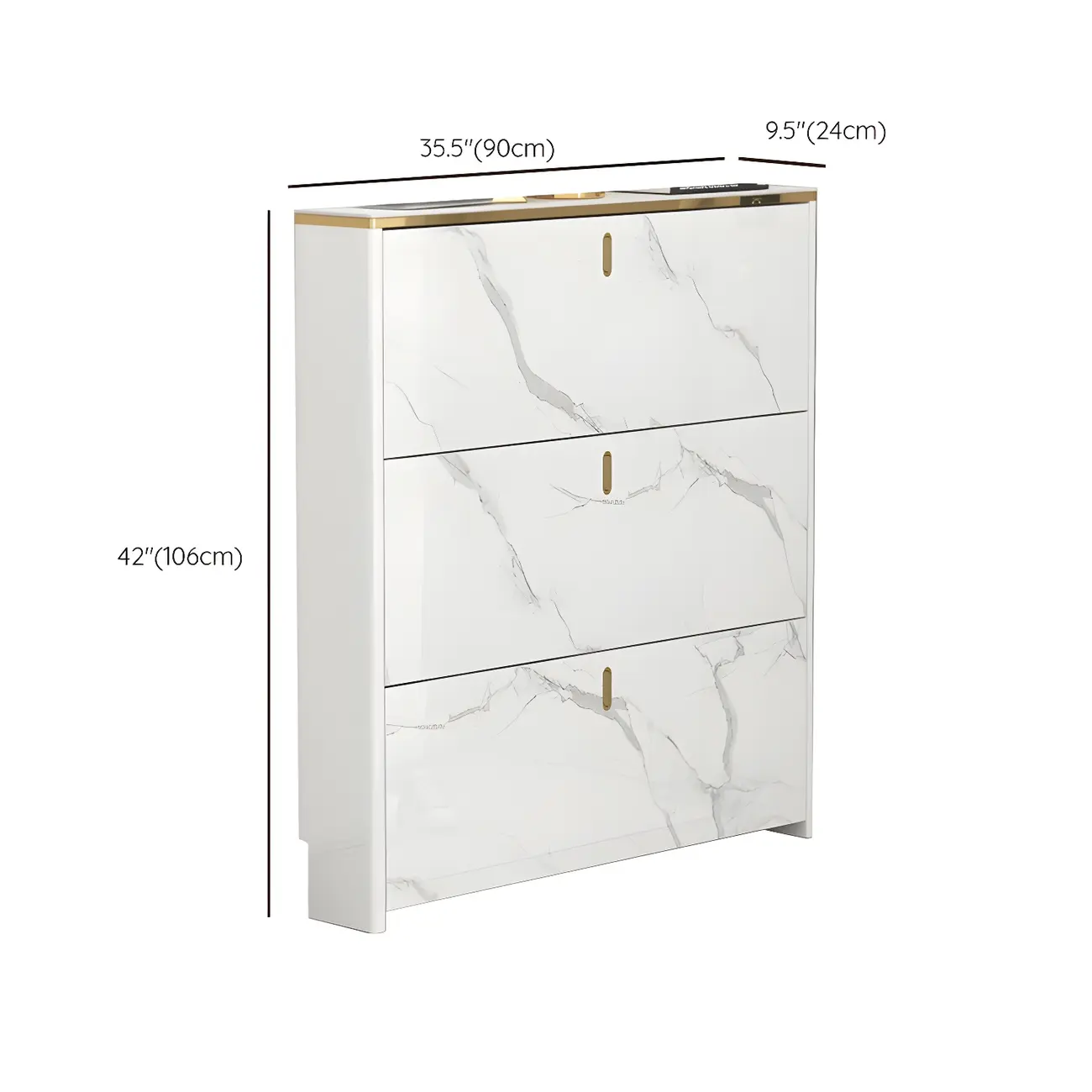 Glam White Narrow Drop Front Shoe Cabinet for Entryway Image - 29 | homeyfad