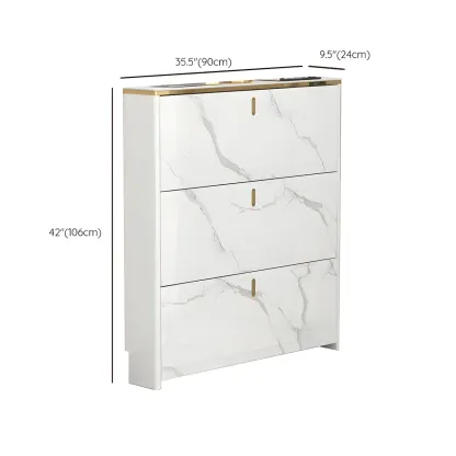 Glam White Narrow Drop Front Shoe Cabinet for Entryway Image - 29