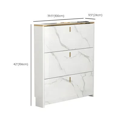 Glam White Narrow Drop Front Shoe Cabinet for Entryway Image - 30