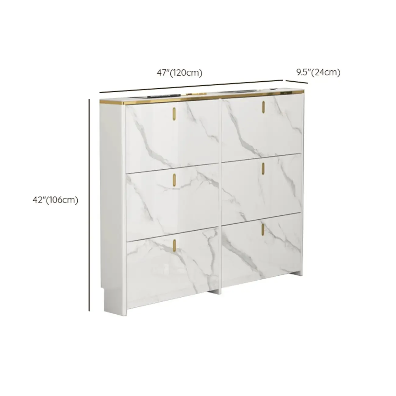 Glam White Narrow Drop Front Shoe Cabinet for Entryway Image - 31