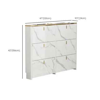 Glam White Narrow Drop Front Shoe Cabinet for Entryway Image - 31