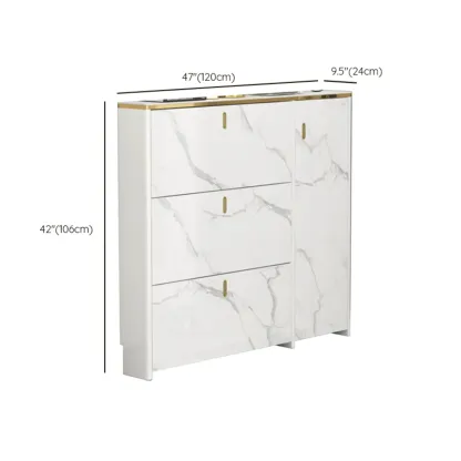 Glam White Narrow Drop Front Shoe Cabinet for Entryway Image - 32