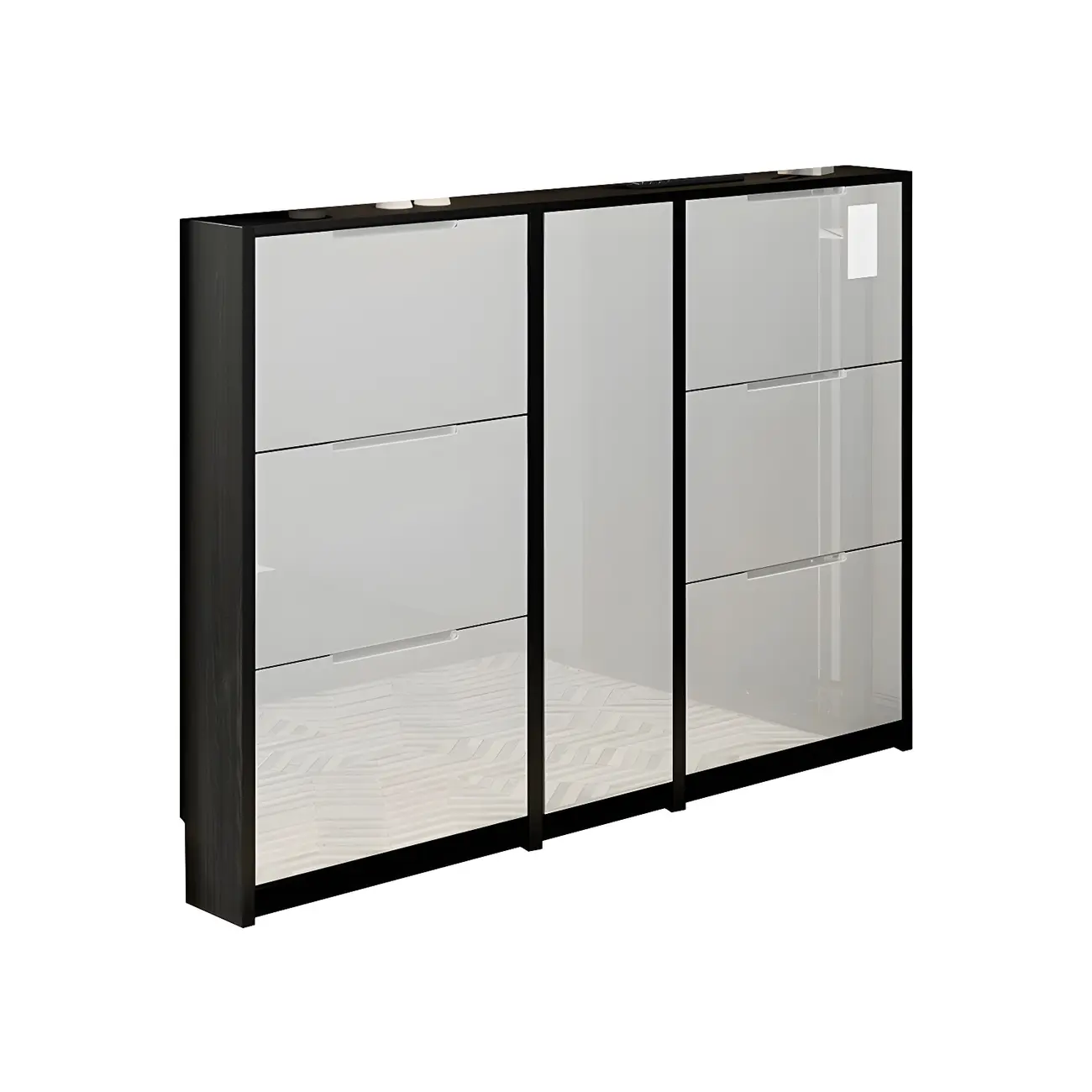 Entryway	Black Narrow Drop Front Shoe Storage Cabinet Image - 17 | homeyfad