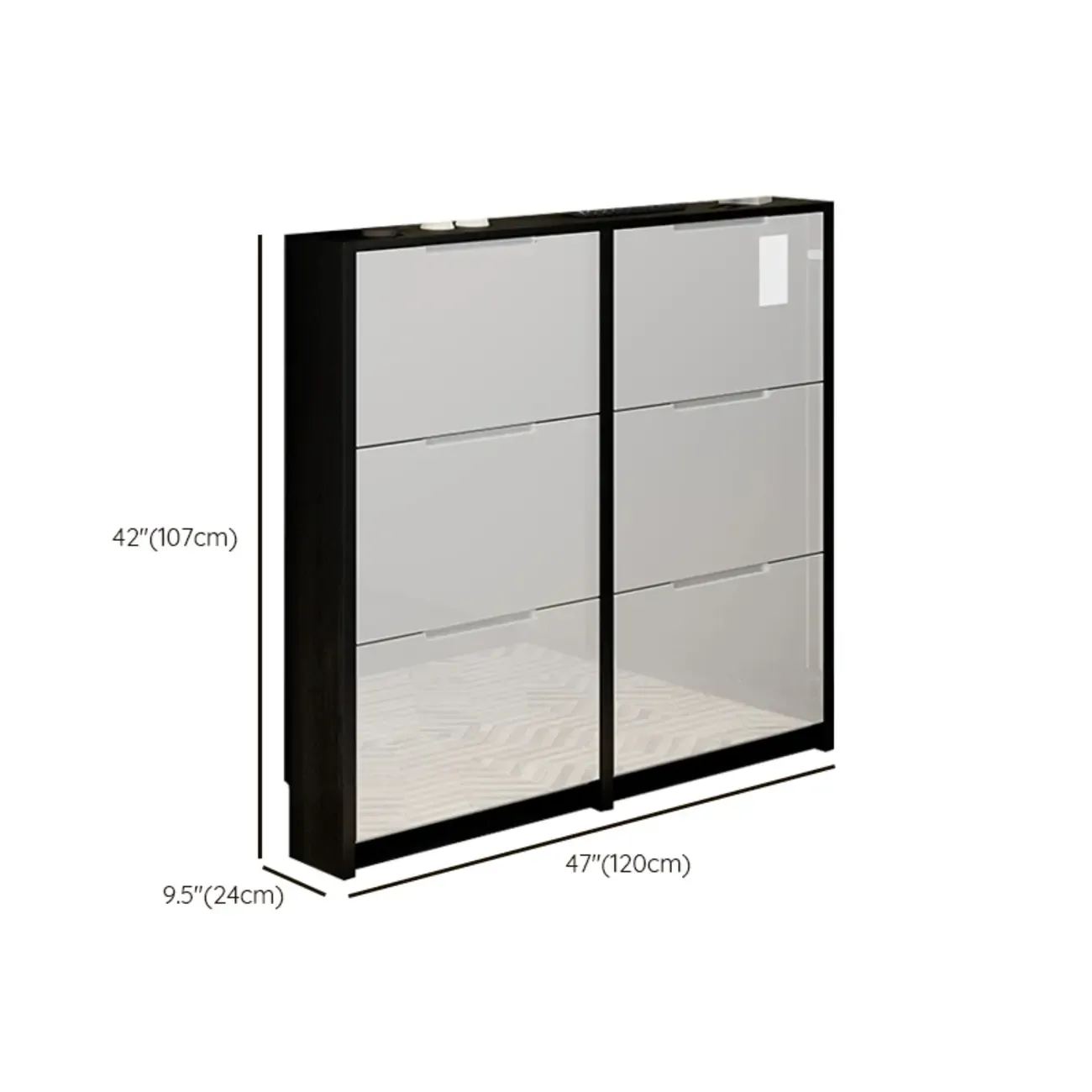 Entryway	Black Narrow Drop Front Shoe Storage Cabinet Image - 20