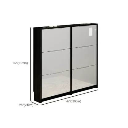 Entryway	Black Narrow Drop Front Shoe Storage Cabinet Image - 20