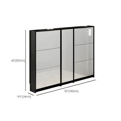 Entryway	Black Narrow Drop Front Shoe Storage Cabinet Image - 21