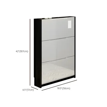 Entryway	Black Narrow Drop Front Shoe Storage Cabinet Image - 22