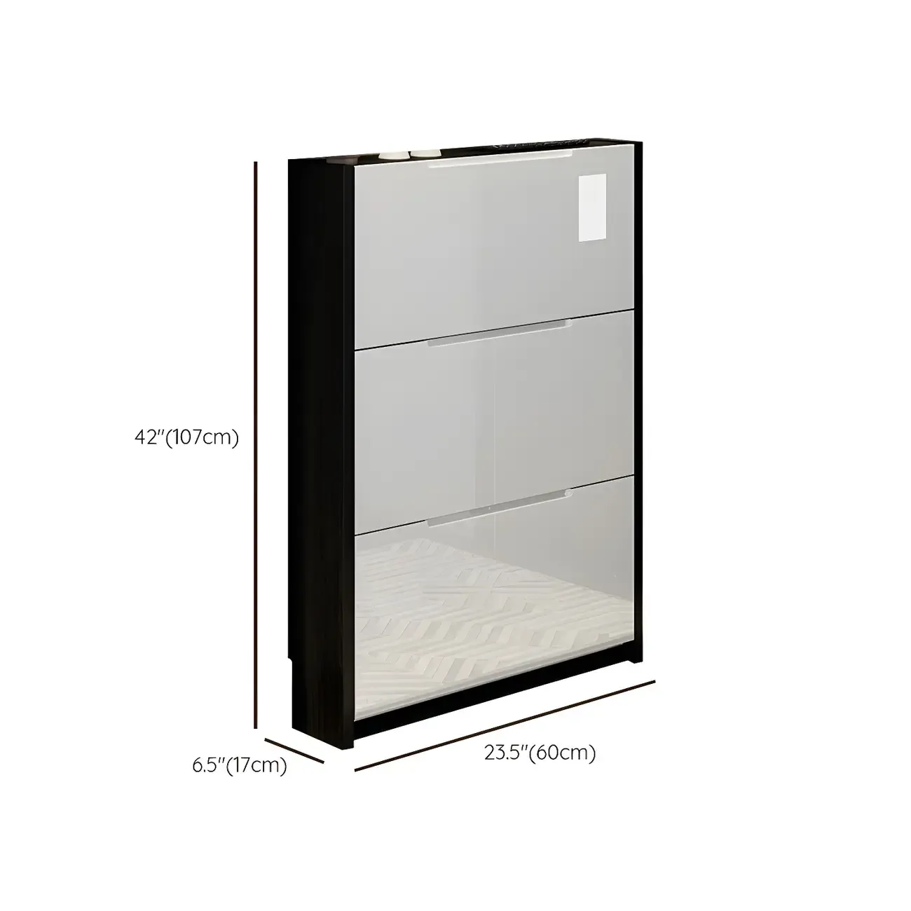Entryway	Black Narrow Drop Front Shoe Storage Cabinet Image - 23