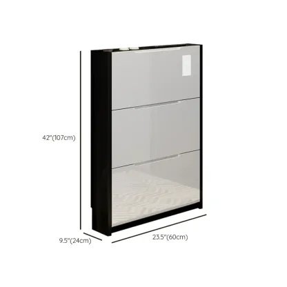 Entryway	Black Narrow Drop Front Shoe Storage Cabinet Image - 30