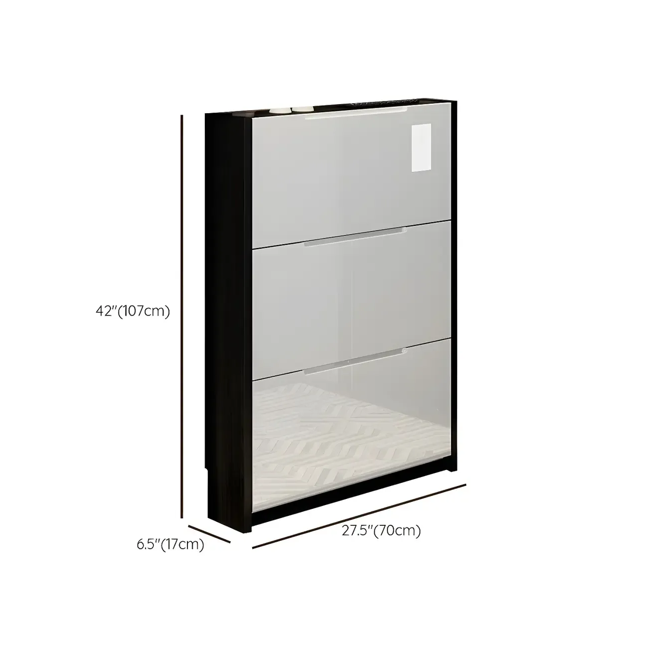 Entryway	Black Narrow Drop Front Shoe Storage Cabinet Image - 31