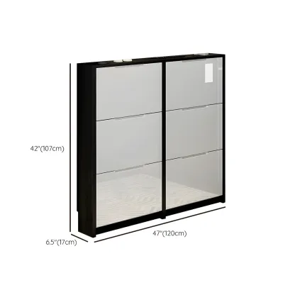 Entryway	Black Narrow Drop Front Shoe Storage Cabinet Image - 32