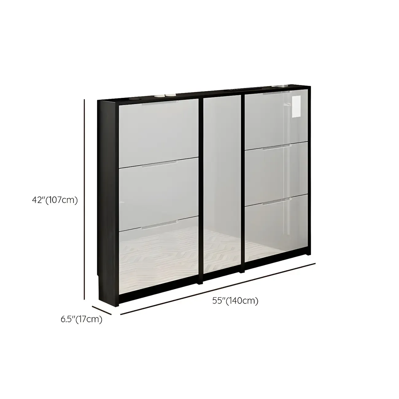 Entryway	Black Narrow Drop Front Shoe Storage Cabinet Image - 33