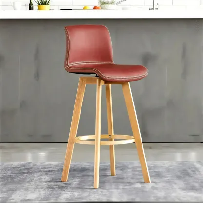 Saddle Leather Counter Height Low Back Swivel Bar Stools Image - 9