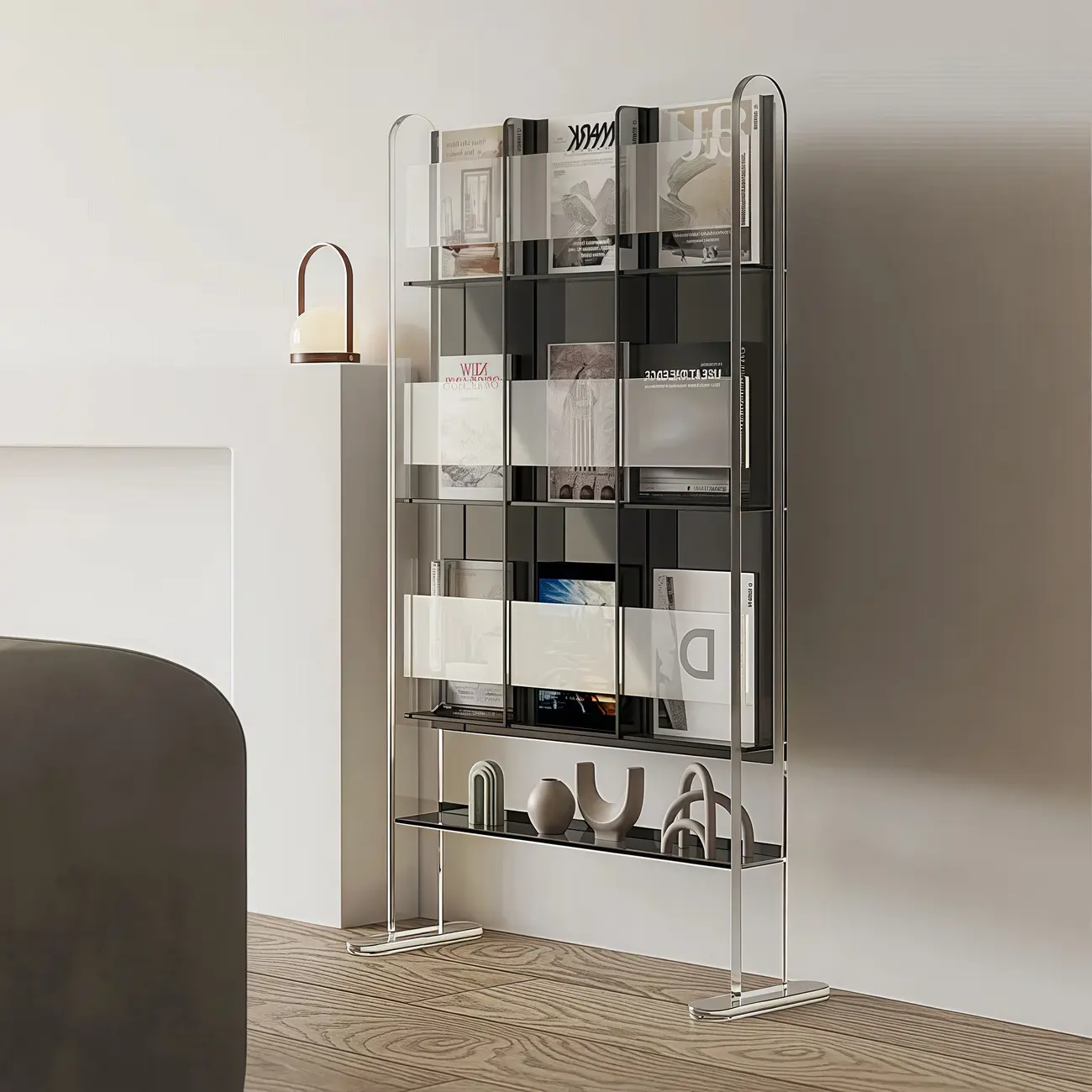 Vertical Acrylic 4-Shelf Closed Back Display Bookcase Image - 1 | homeyfad