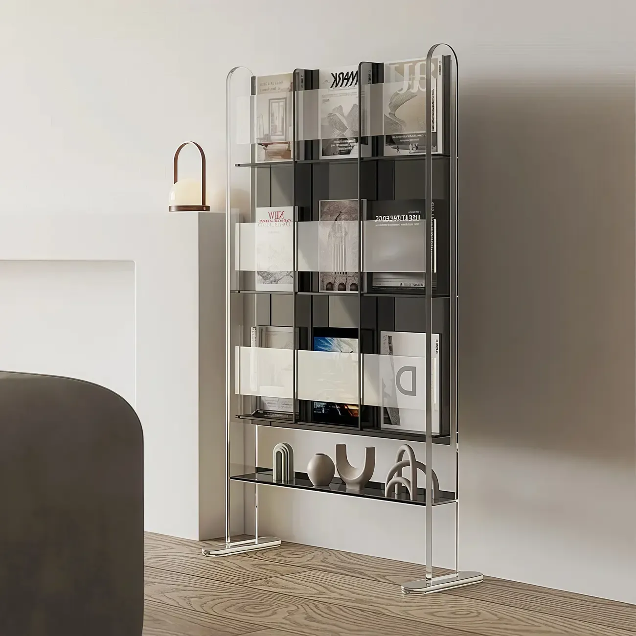 Vertical Acrylic 4-Shelf Closed Back Display Bookcase Image - 1