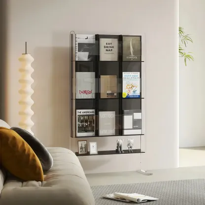 Vertical Acrylic 4-Shelf Closed Back Display Bookcase Image - 3