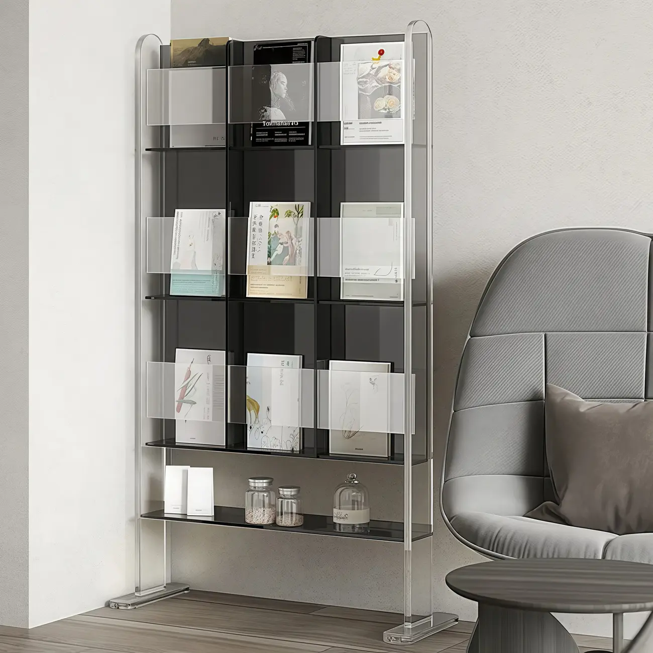Vertical Acrylic 4-Shelf Closed Back Display Bookcase Image - 2 | homeyfad