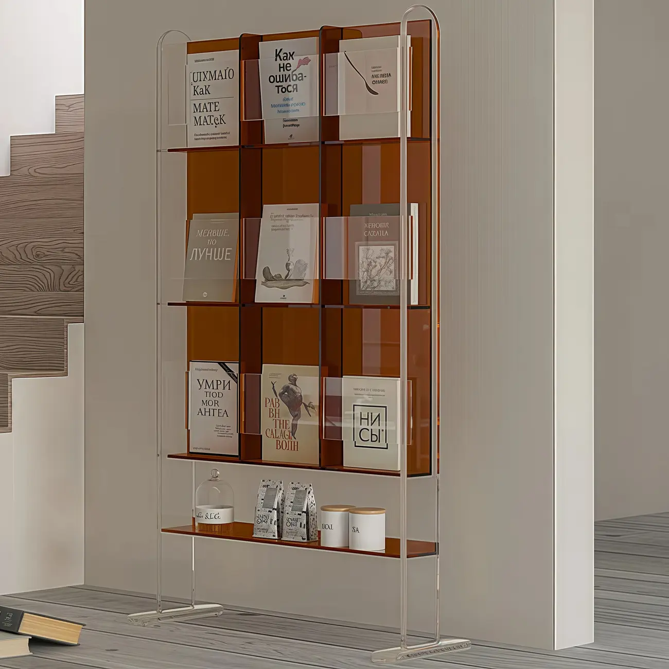 Vertical Acrylic 4-Shelf Closed Back Display Bookcase Image - 4 | homeyfad