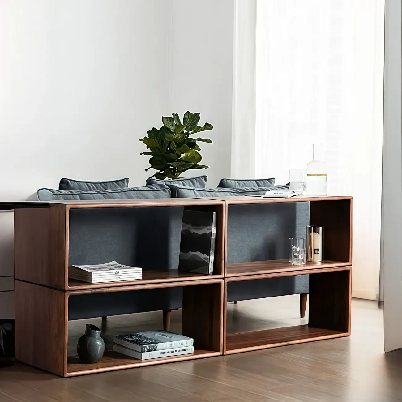 Brown Wooden Open Back Cube Bookshelf Storage Organizer Image - 2