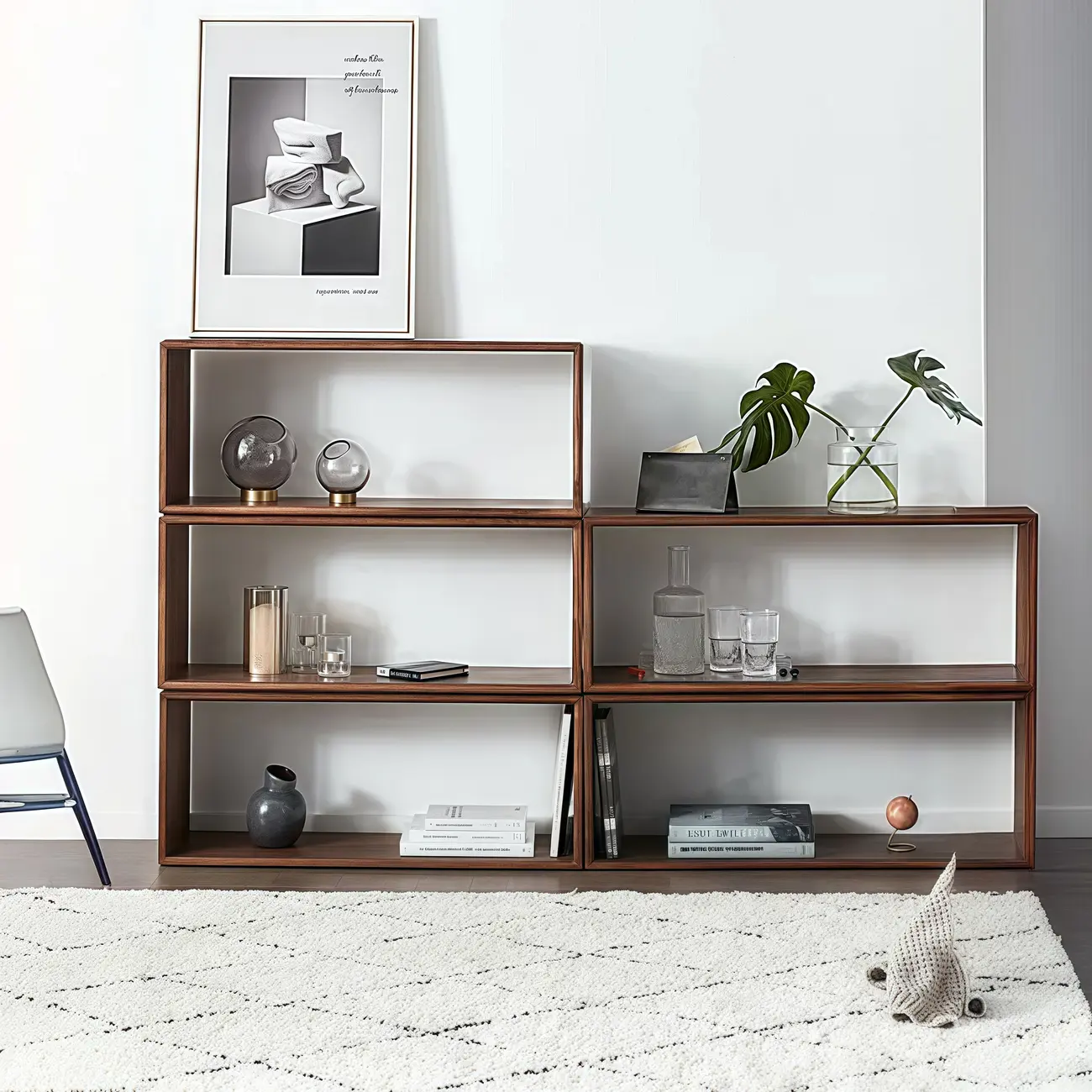 Brown Wooden Open Back Cube Bookshelf Storage Organizer Image - 1 | homeyfad