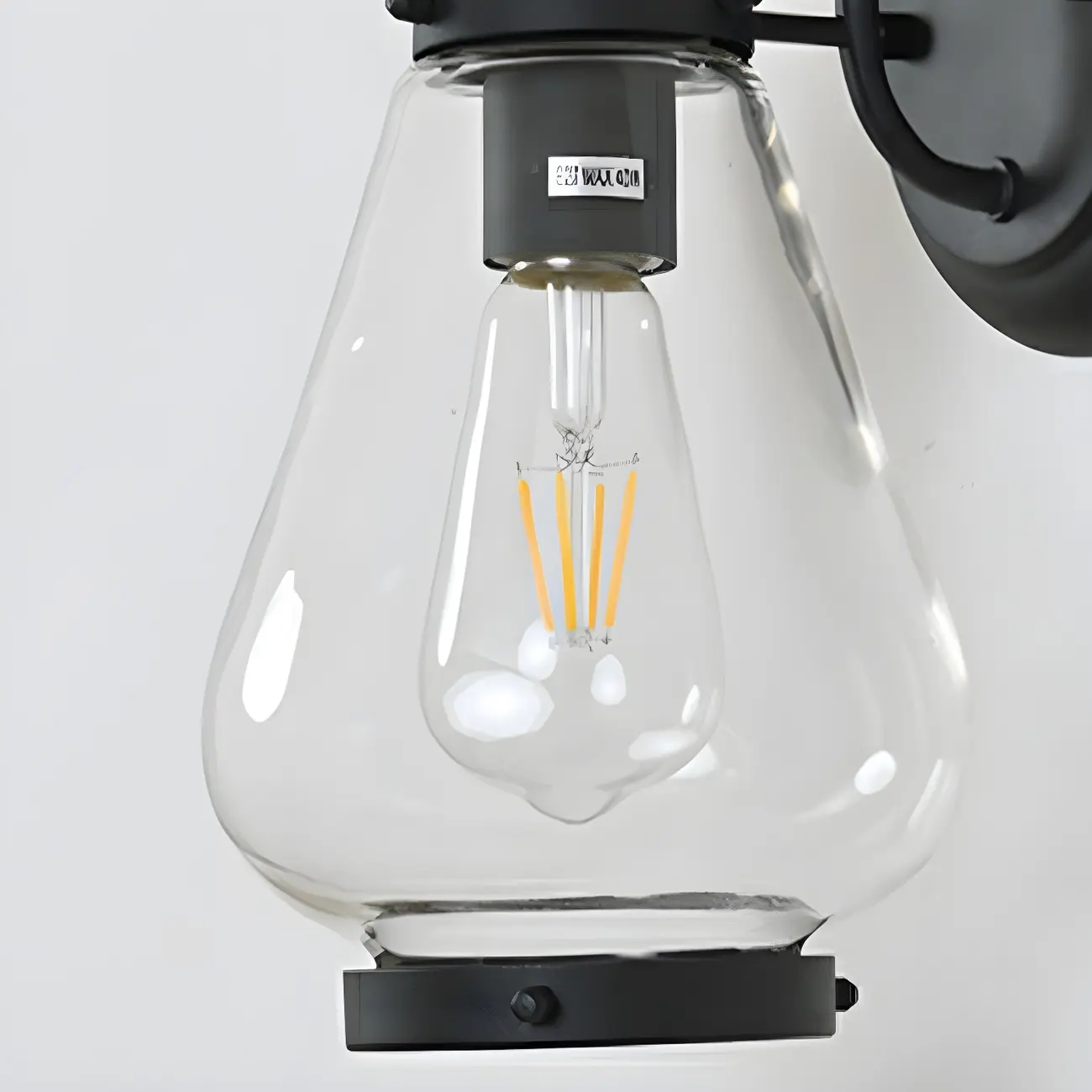 Modern Black Metal Outdoor Wall Light with Glass Shade Image - 4 | homeyfad