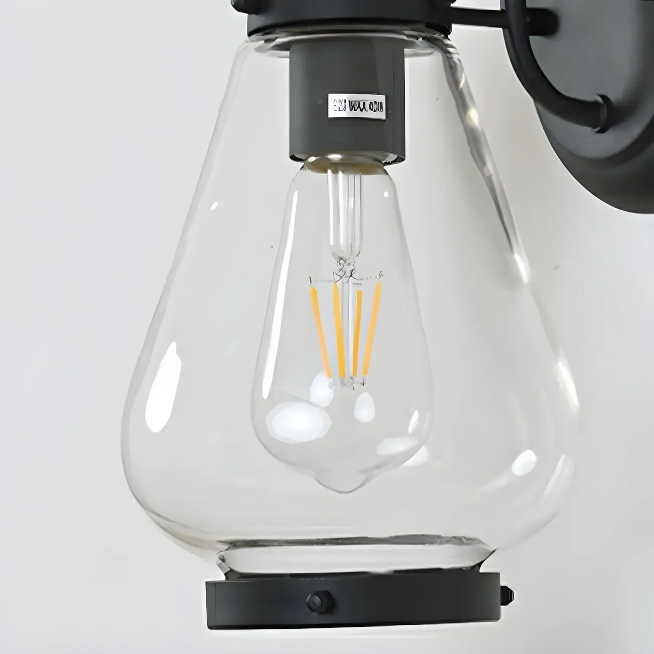 Modern Black Metal Outdoor Wall Light with Glass Shade Image - 4