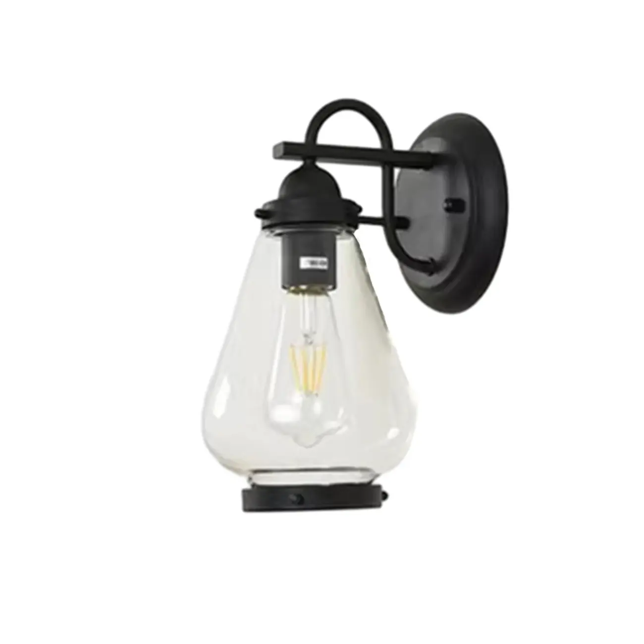 Modern Black Metal Outdoor Wall Light with Glass Shade Image - 5 | homeyfad